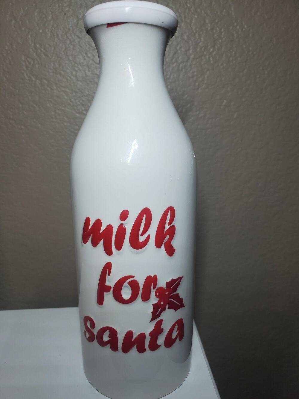 Vintage Milk For Santa Ceramic Decorative Bottle Christmas Centerpiece